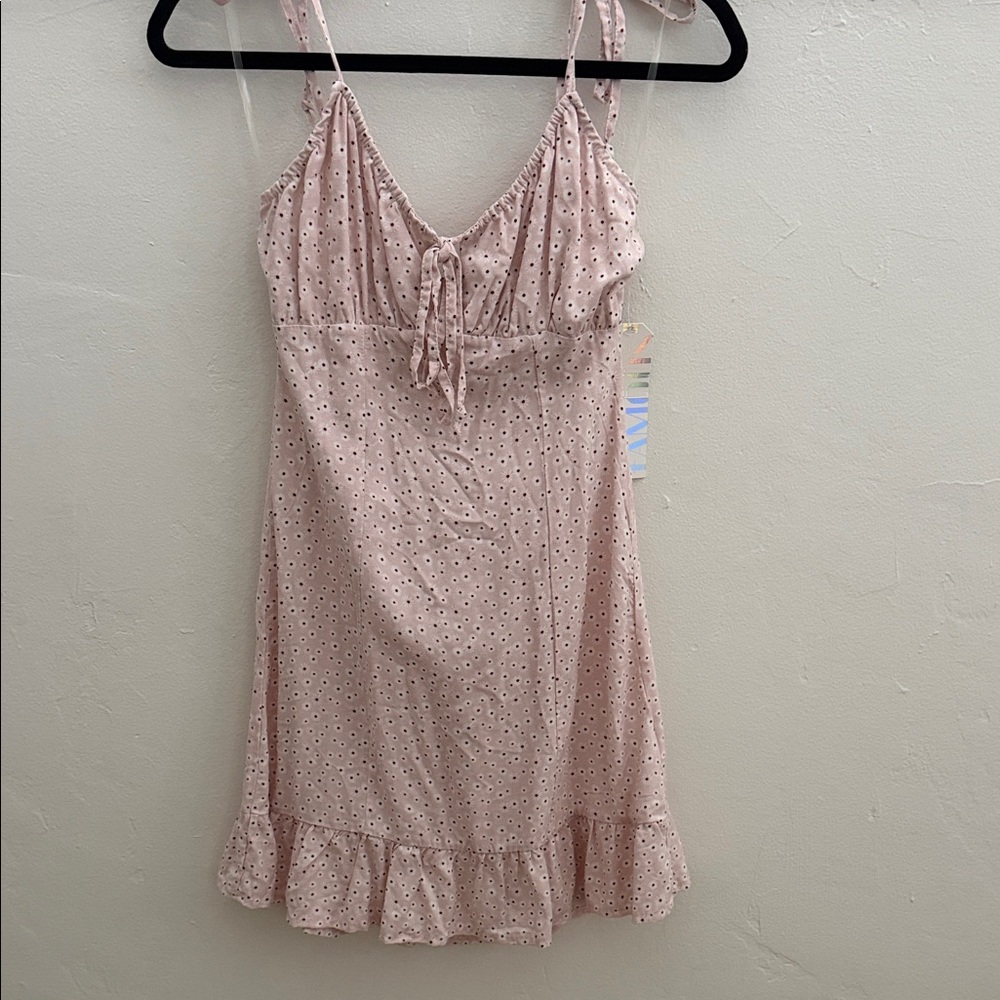 Almost Famous Blush Cream Polka Dot Dress 👗